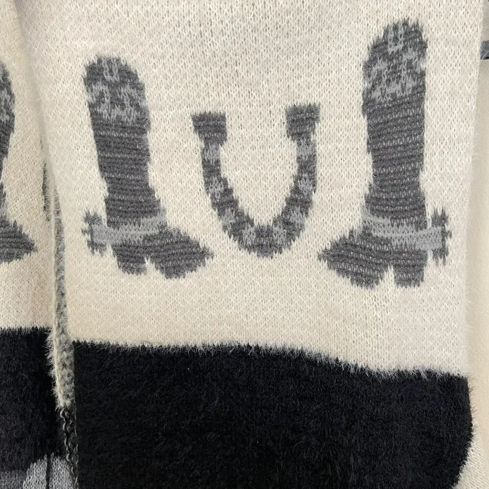 LOF Boho Western Buffalo Boot Sweater Vest Waterfall Soft One Size - Picture 4 of 5